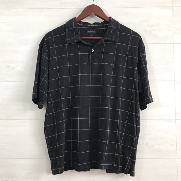 Other - Burberry Golf Mens Black Windowpane SS Polo